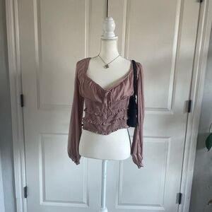 Mustard Seed Dusty Pink Ruffle Blouse